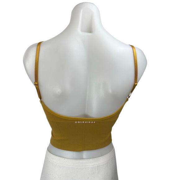 Goldhinge Women's Gold Brown Rib Knit Sleeveless Cami Camisole Crop Tank Top S - Picture 2 of 3